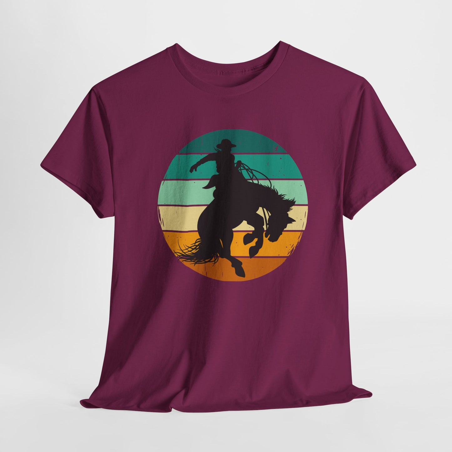 Ride It! Retro Cowboy Unisex Heavy Cotton Tee Rodeo, Honky Tonk, Concert, County Fair -Great Layering Tee. 8 Great Colors to Choose From