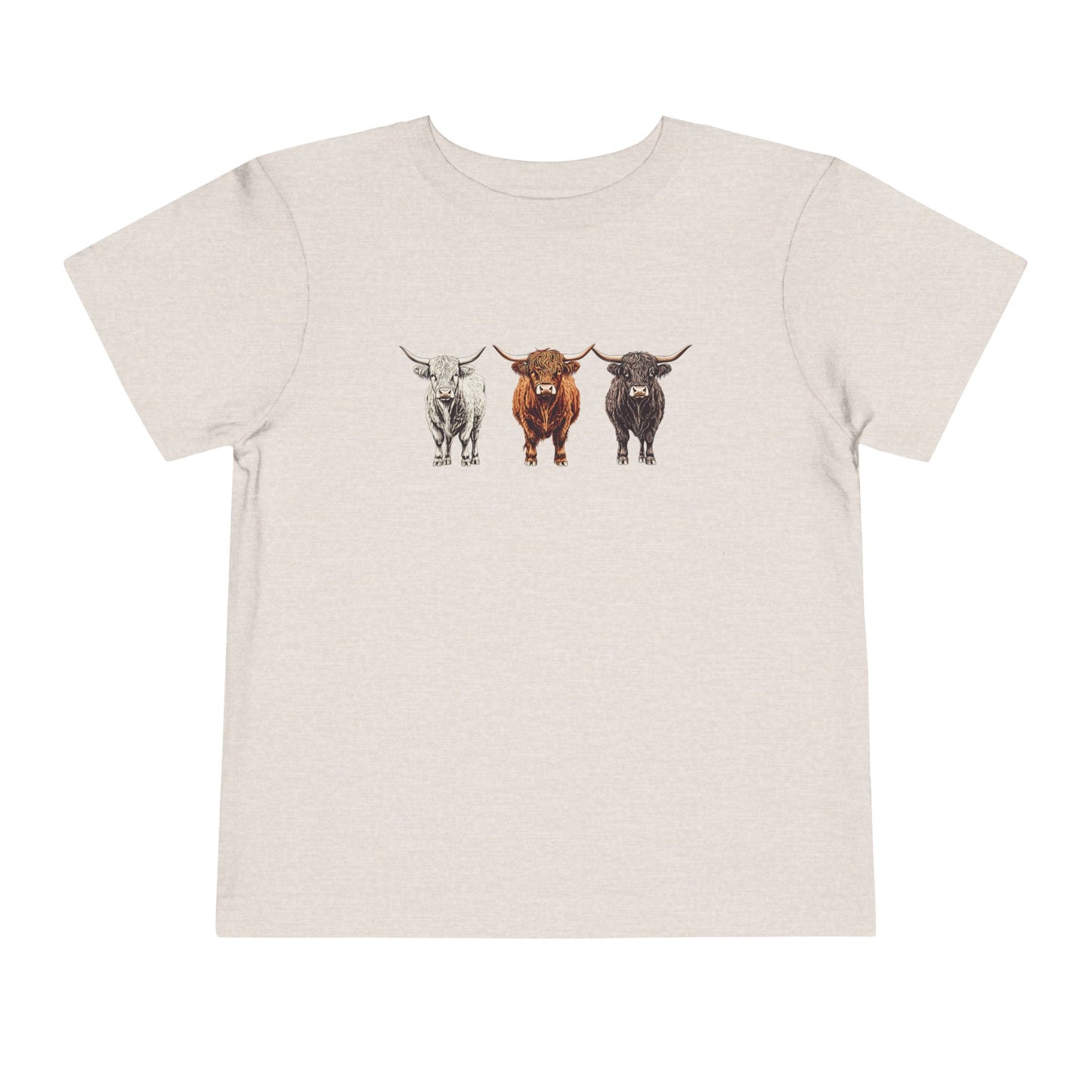 Cute Highland Cattle Toddler Short Sleeve Tee - Adorable Animal T-Shirt for Kids Unisex Farming County Fair Summer Top