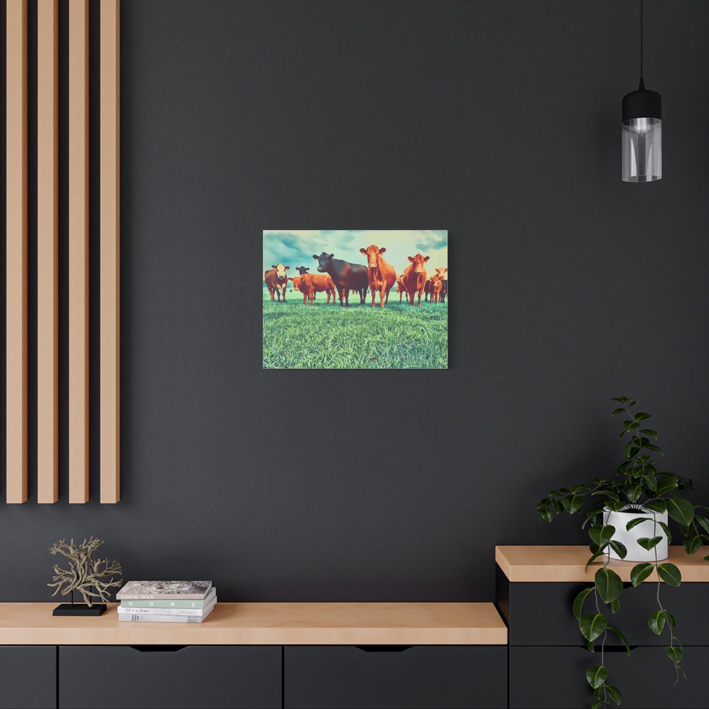 Original Farm Angus Black And Red Farm Rustic Farmhouse Canvas Art Print, Cow Wall Decor, Country Home Decor,Farmhouse Wall Art
