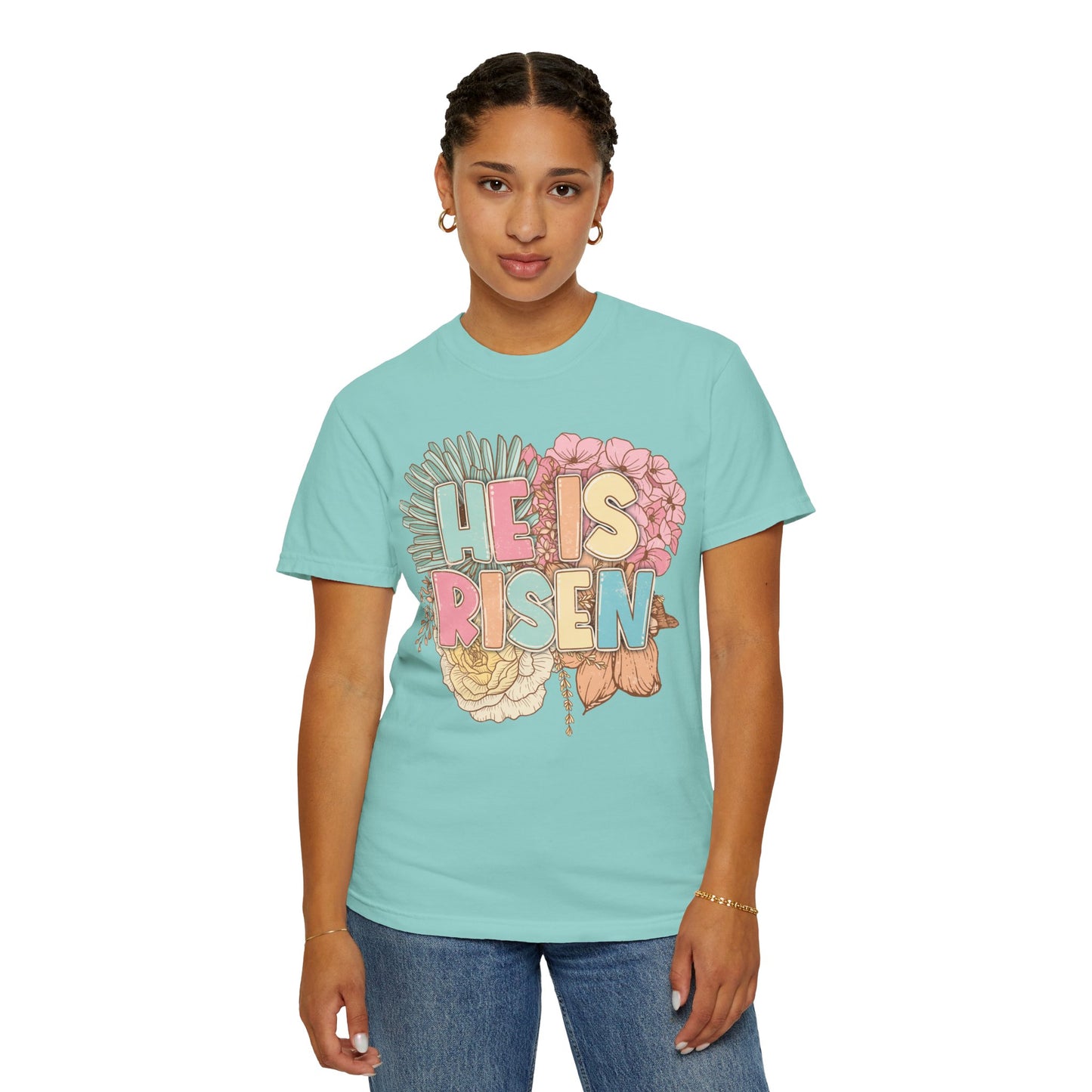 Beautiful Floral "Jesus Has Risen" Easter T-shirt