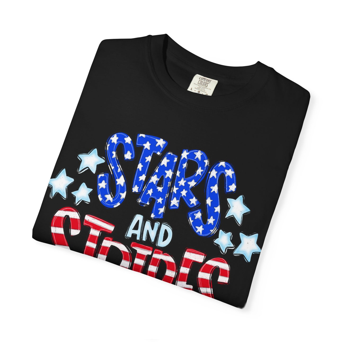 America The Beautiful Stars and Stripes Garment-Dyed Unisex T-Shirt, 4th of July Tee, Fourth of July Top, Patriotic Tshirt, Red White and Blue