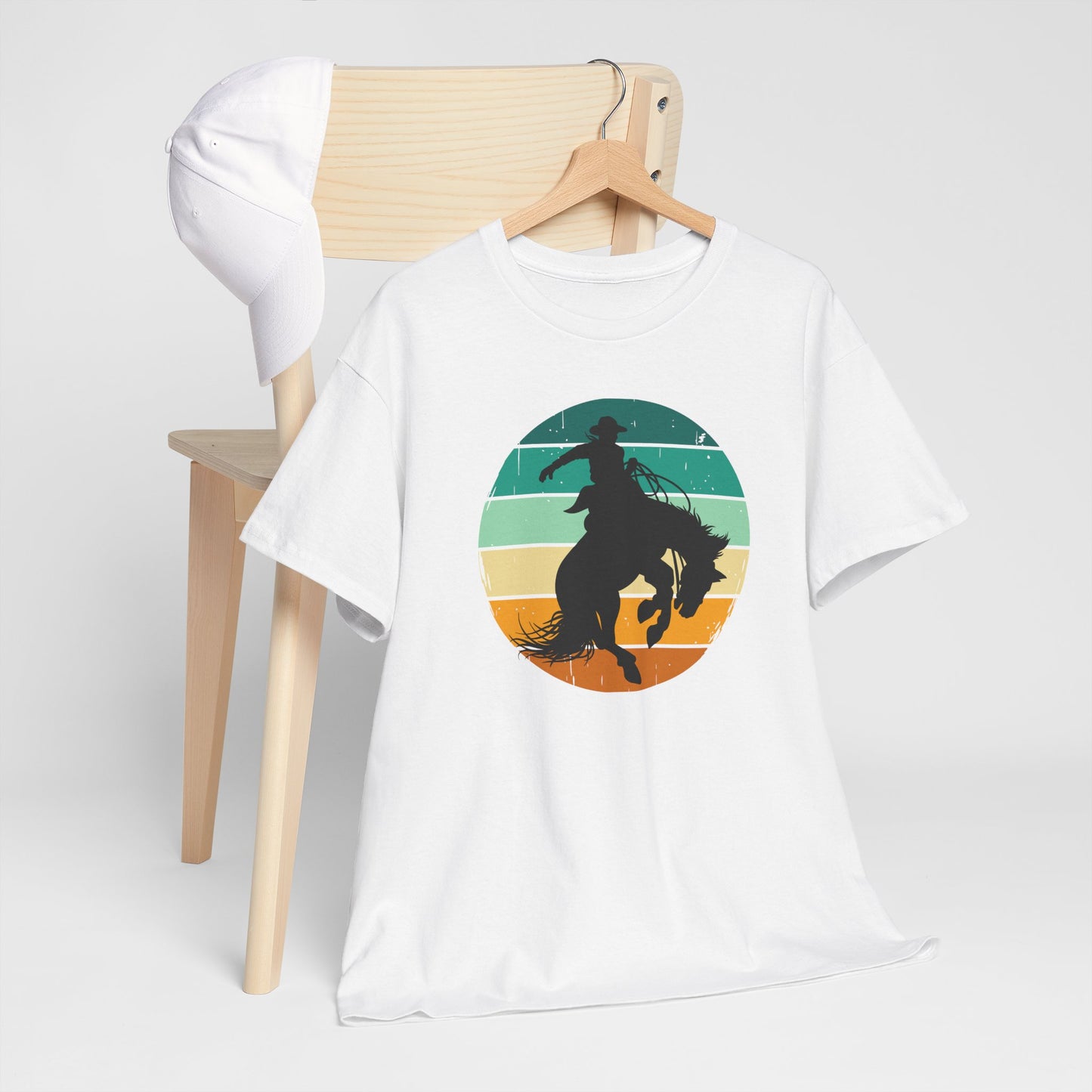Ride It! Retro Cowboy Unisex Heavy Cotton Tee Rodeo, Honky Tonk, Concert, County Fair -Great Layering Tee. 8 Great Colors to Choose From