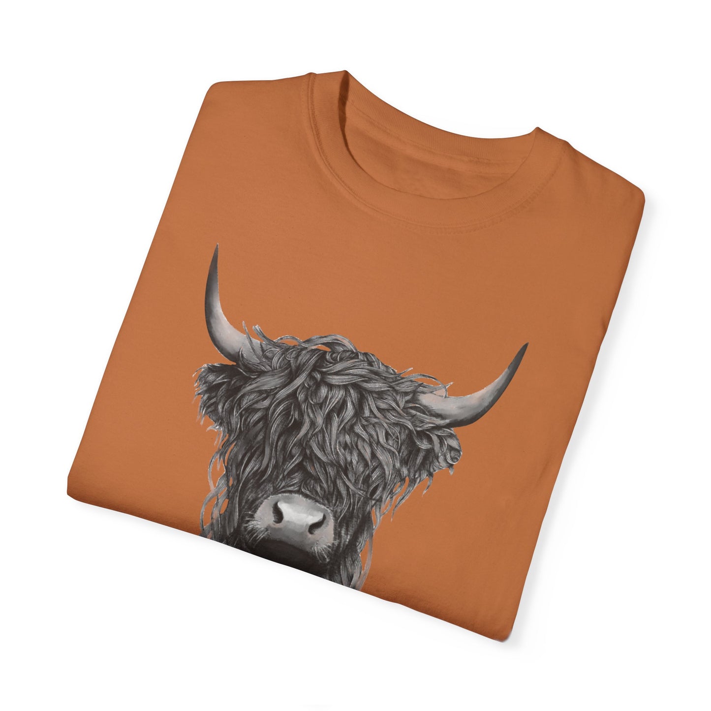 Rustic Highland Cow T-Shirt - Unisex Garment-Dyed Tee Western Vibe Top Great for Layering Spring Summer