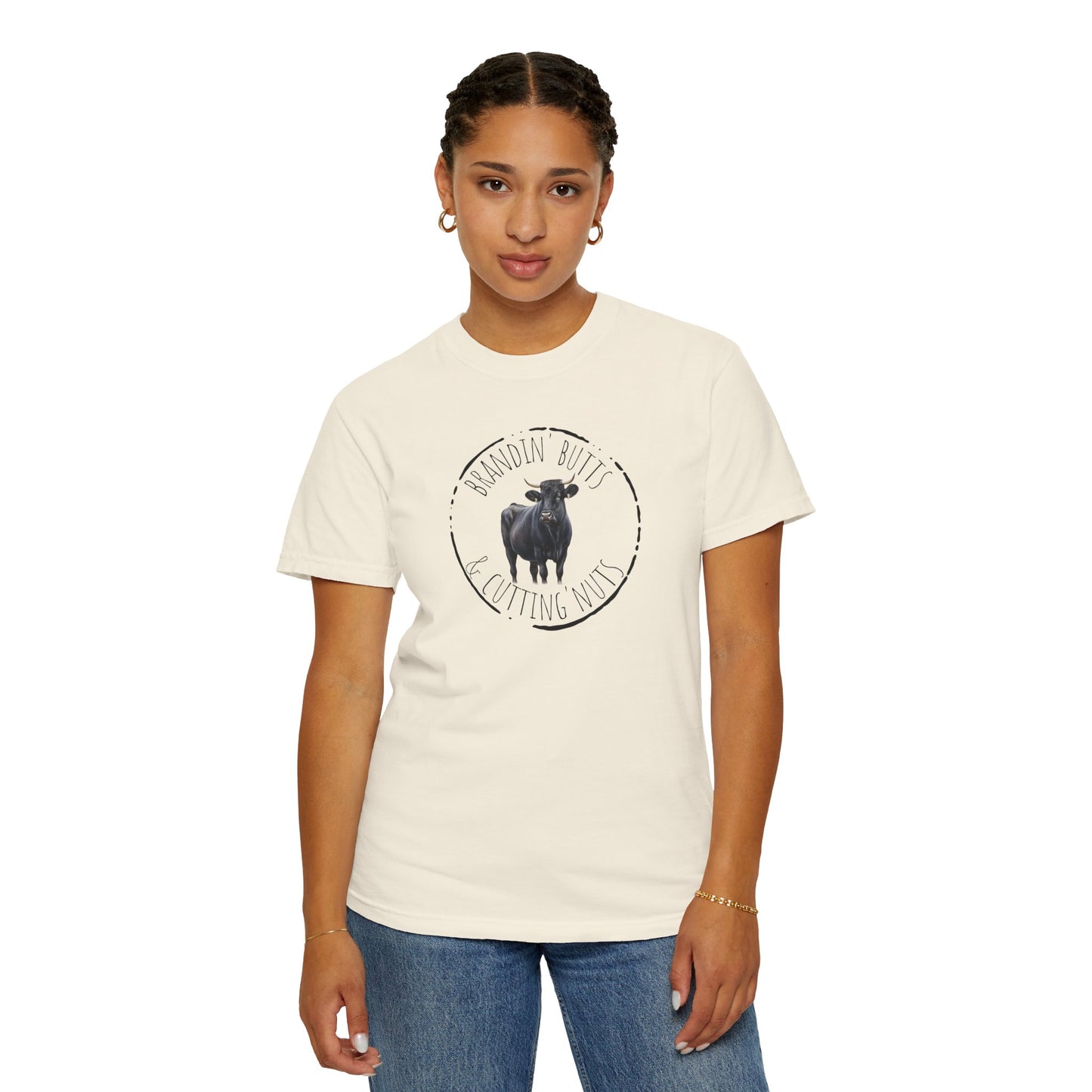 Brandin' Butts Unisex Garment-Dyed T-Shirt - Fun Casual Tee Men or Women, Great for Farmers or Ranchers, Cattle Producers