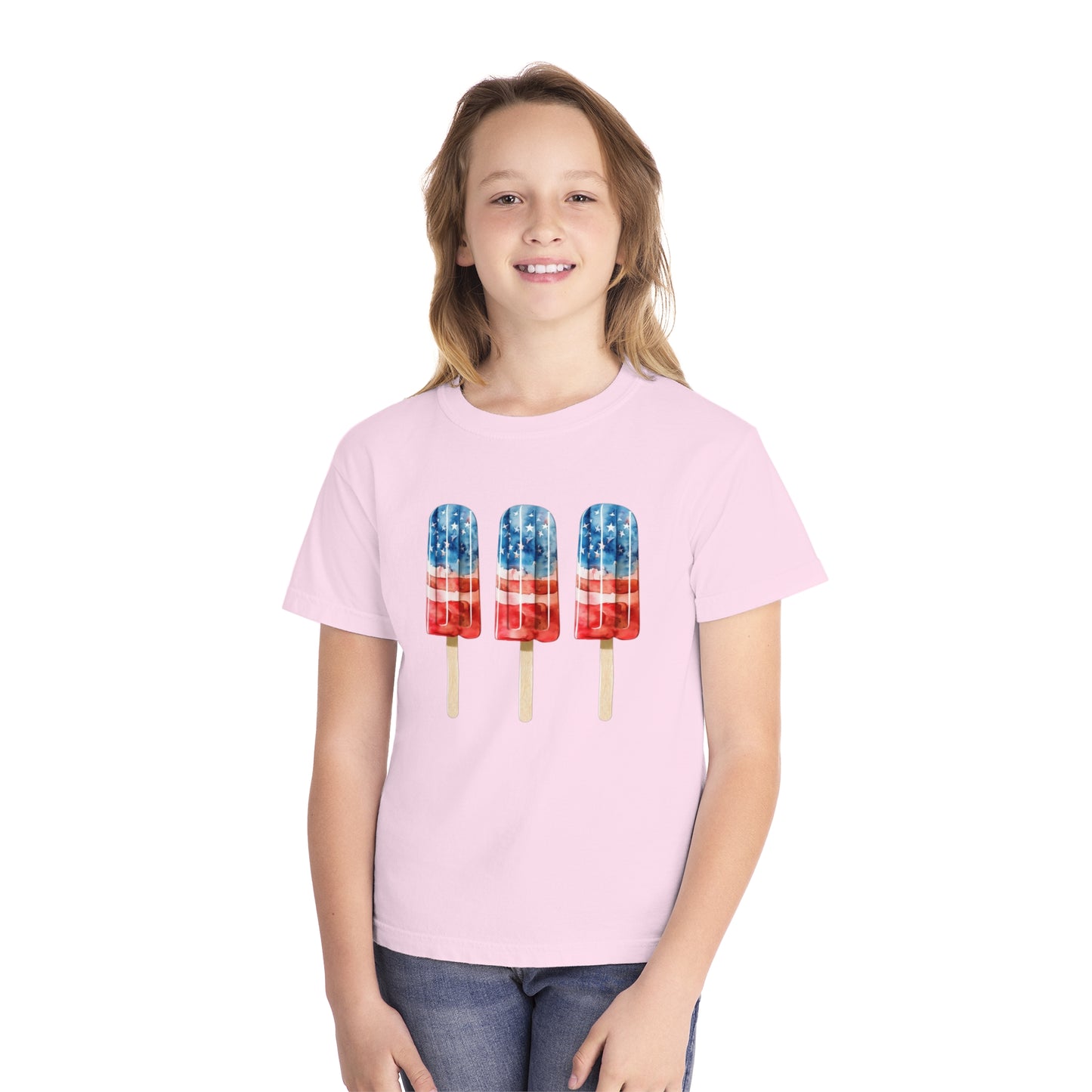 Patriotic Youth Tee with Popsicles, Kids Summer T-Shirt, Independence Day Gift, 4th of July Apparel, Fun Outdoor Wear
