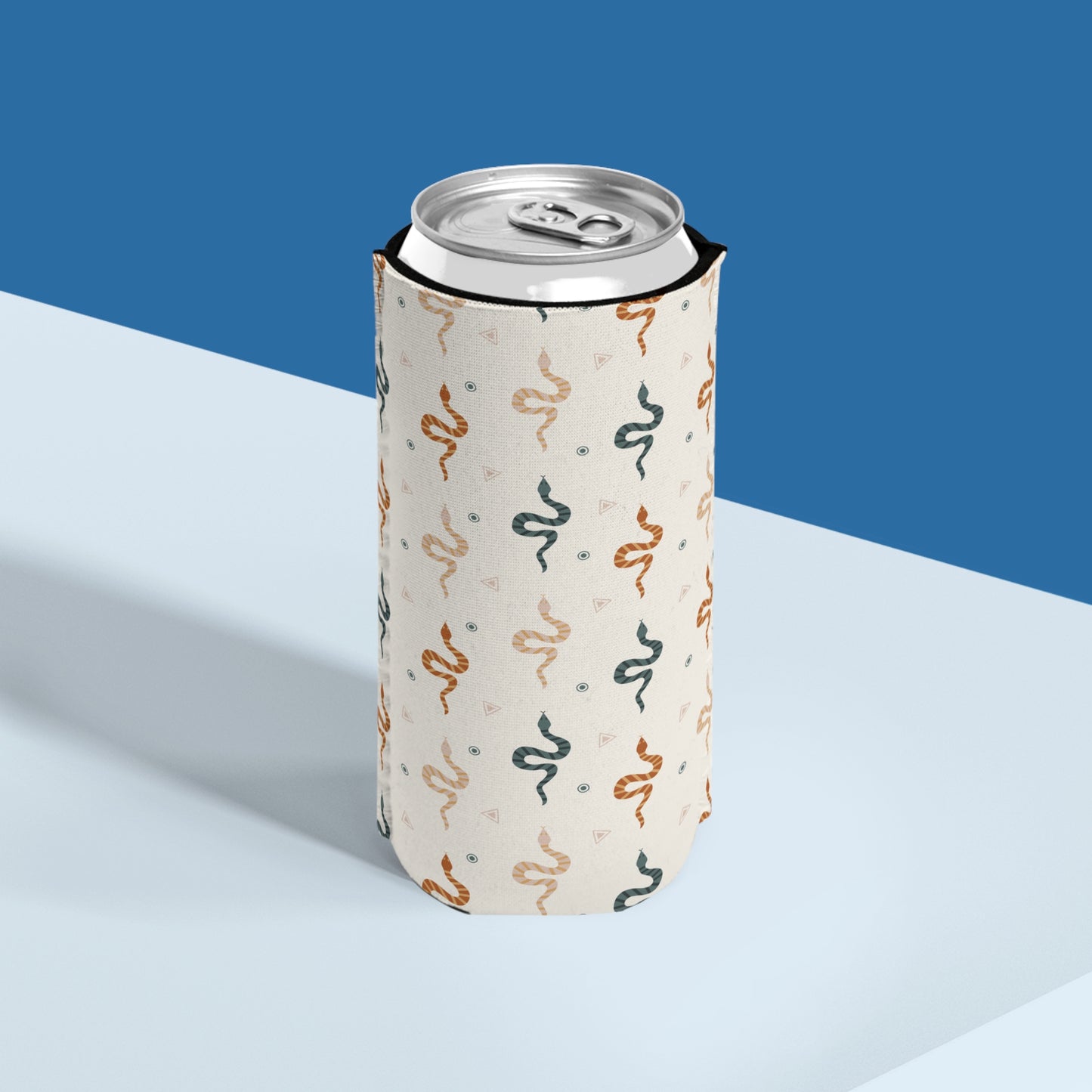 Western Aztec Desert Snake Pattern Slim Can Cooler