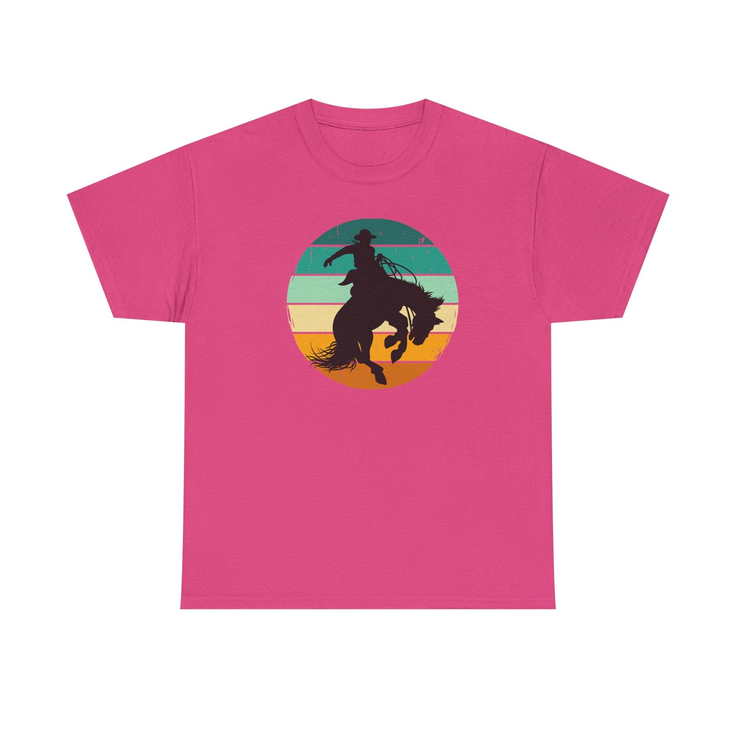 Ride It! Retro Cowboy Unisex Heavy Cotton Tee Rodeo, Honky Tonk, Concert, County Fair -Great Layering Tee. 8 Great Colors to Choose From