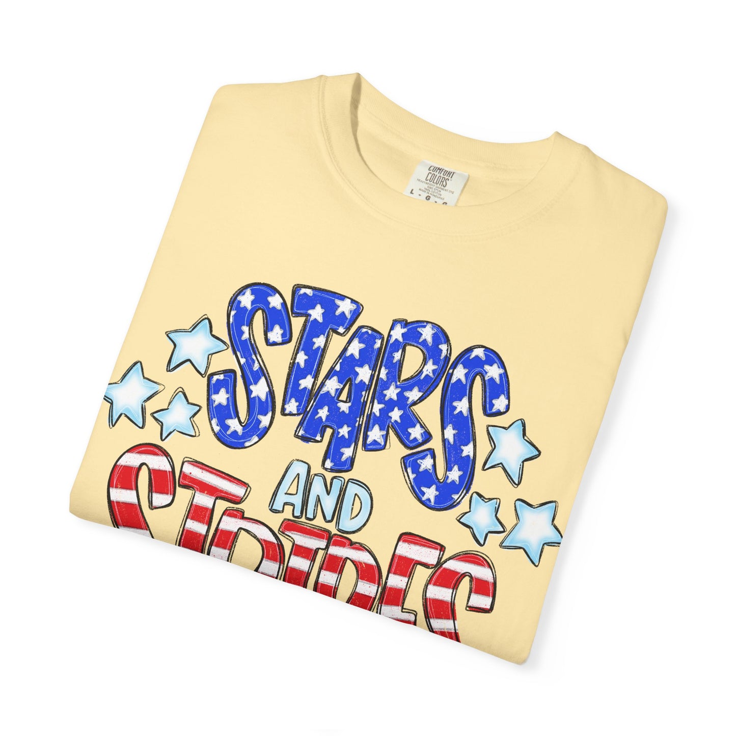 America The Beautiful Stars and Stripes Garment-Dyed Unisex T-Shirt, 4th of July Tee, Fourth of July Top, Patriotic Tshirt, Red White and Blue