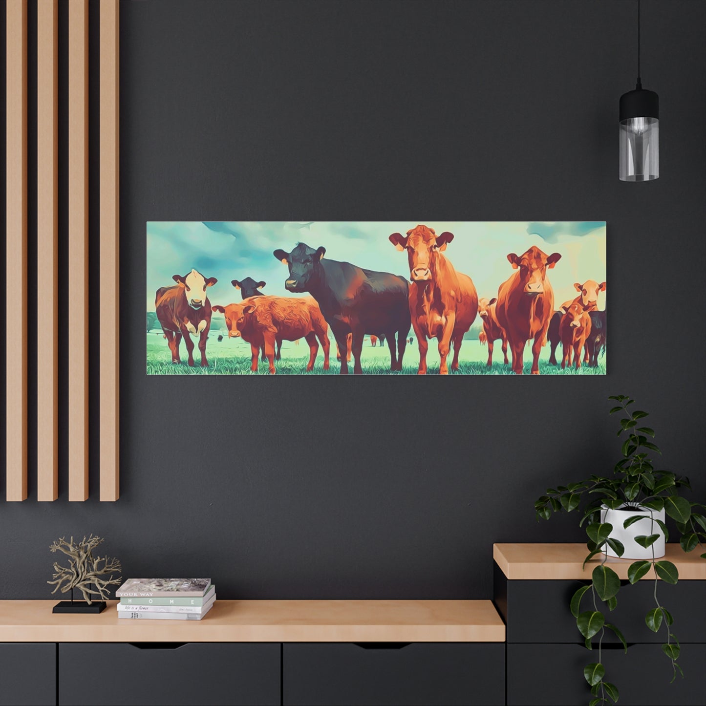 Original Farm Angus Black And Red Farm Rustic Farmhouse Canvas Art Print, Cow Wall Decor, Country Home Decor,Farmhouse Wall Art