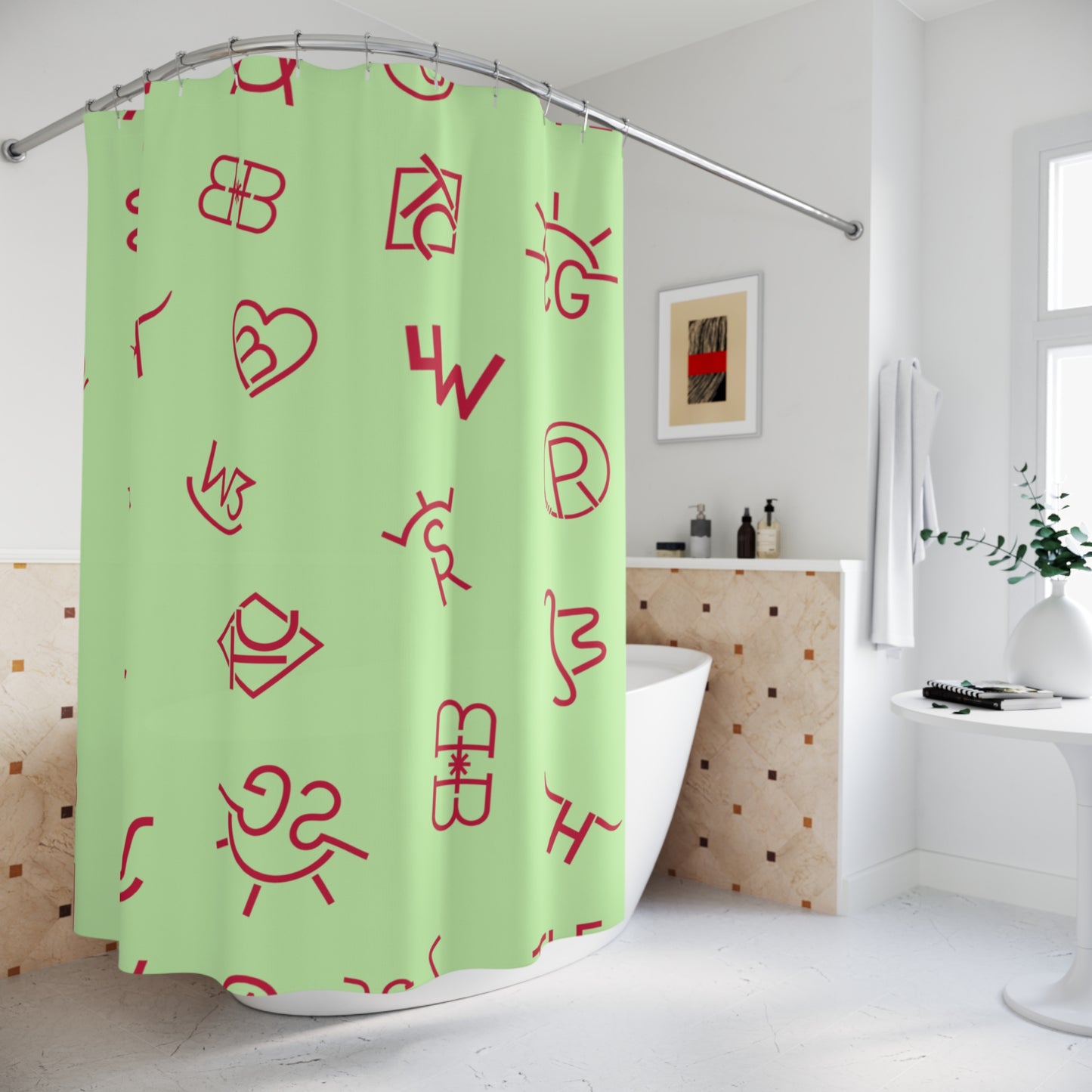 Western Trendy Cattle Brand Shower Curtain