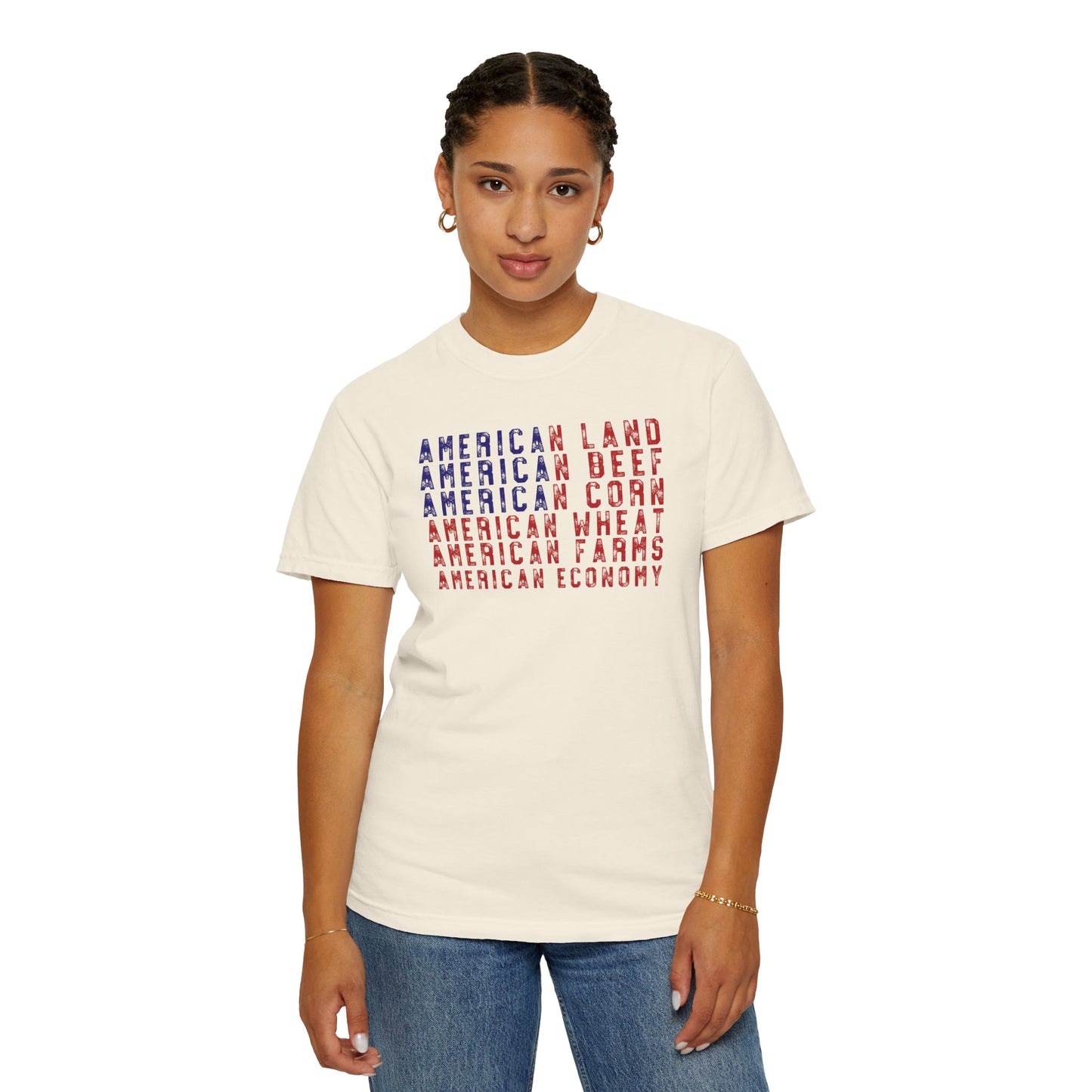 Vintage American Beef Corn Land Wheat Farms Pride T-shirt - Land, Beef, Corn Wheat Crops USA America Patriotic Design