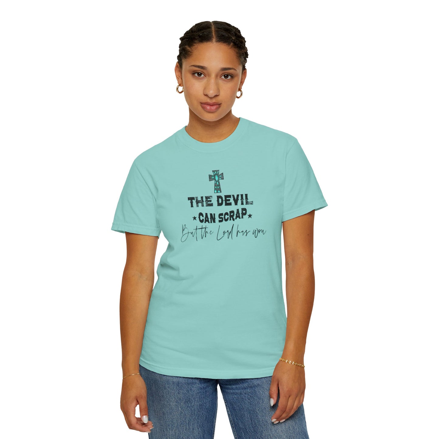 Turquoise Cross Unisex T-shirt - The Lord has Won