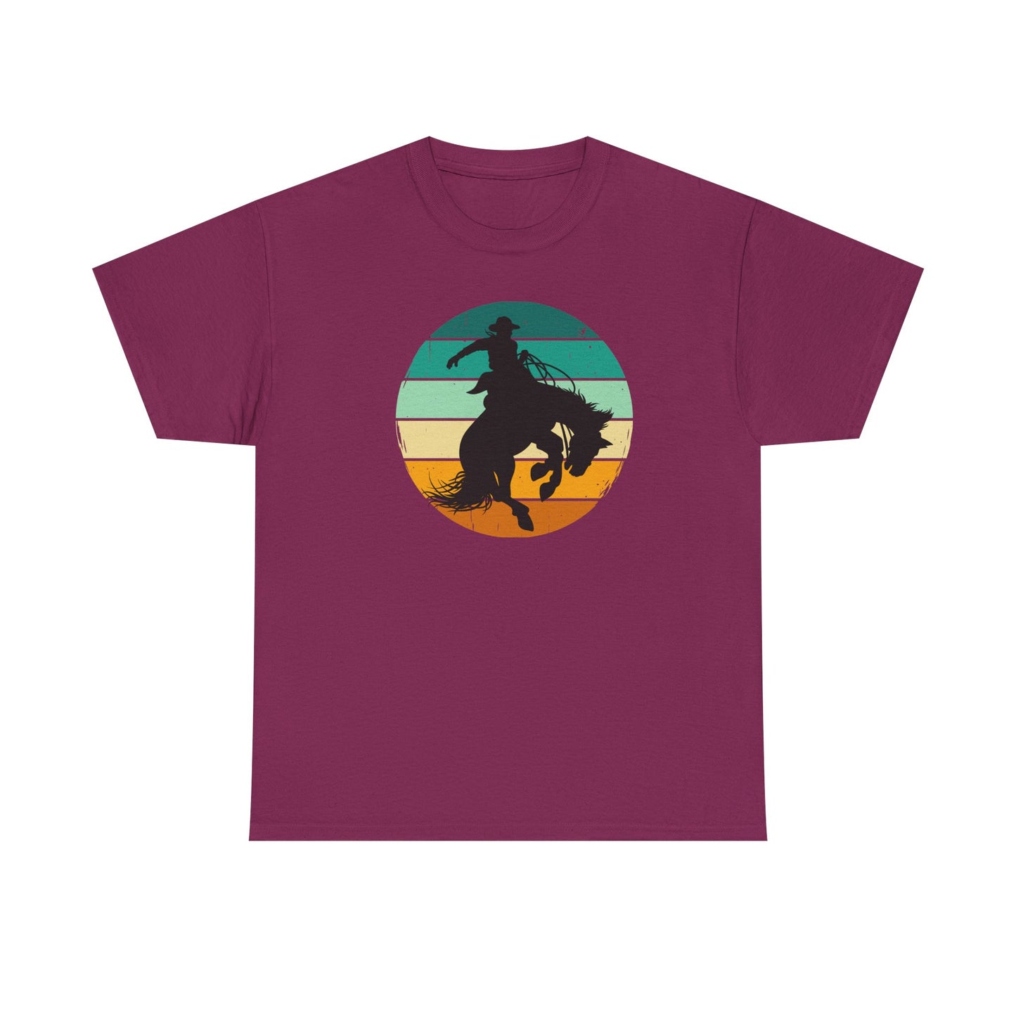 Ride It! Retro Cowboy Unisex Heavy Cotton Tee Rodeo, Honky Tonk, Concert, County Fair -Great Layering Tee. 8 Great Colors to Choose From