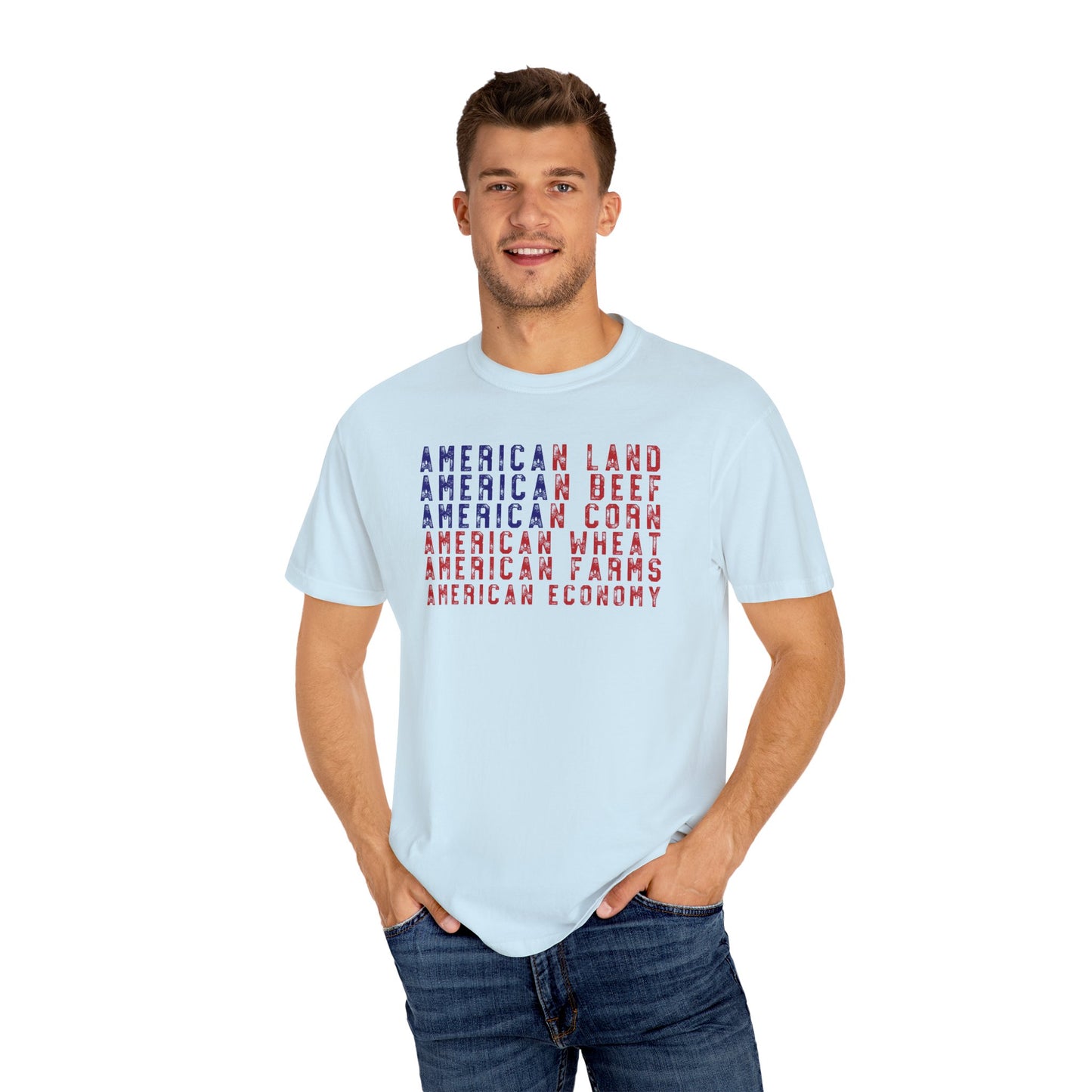 Vintage American Beef Corn Land Wheat Farms Pride T-shirt - Land, Beef, Corn Wheat Crops USA America Patriotic Design