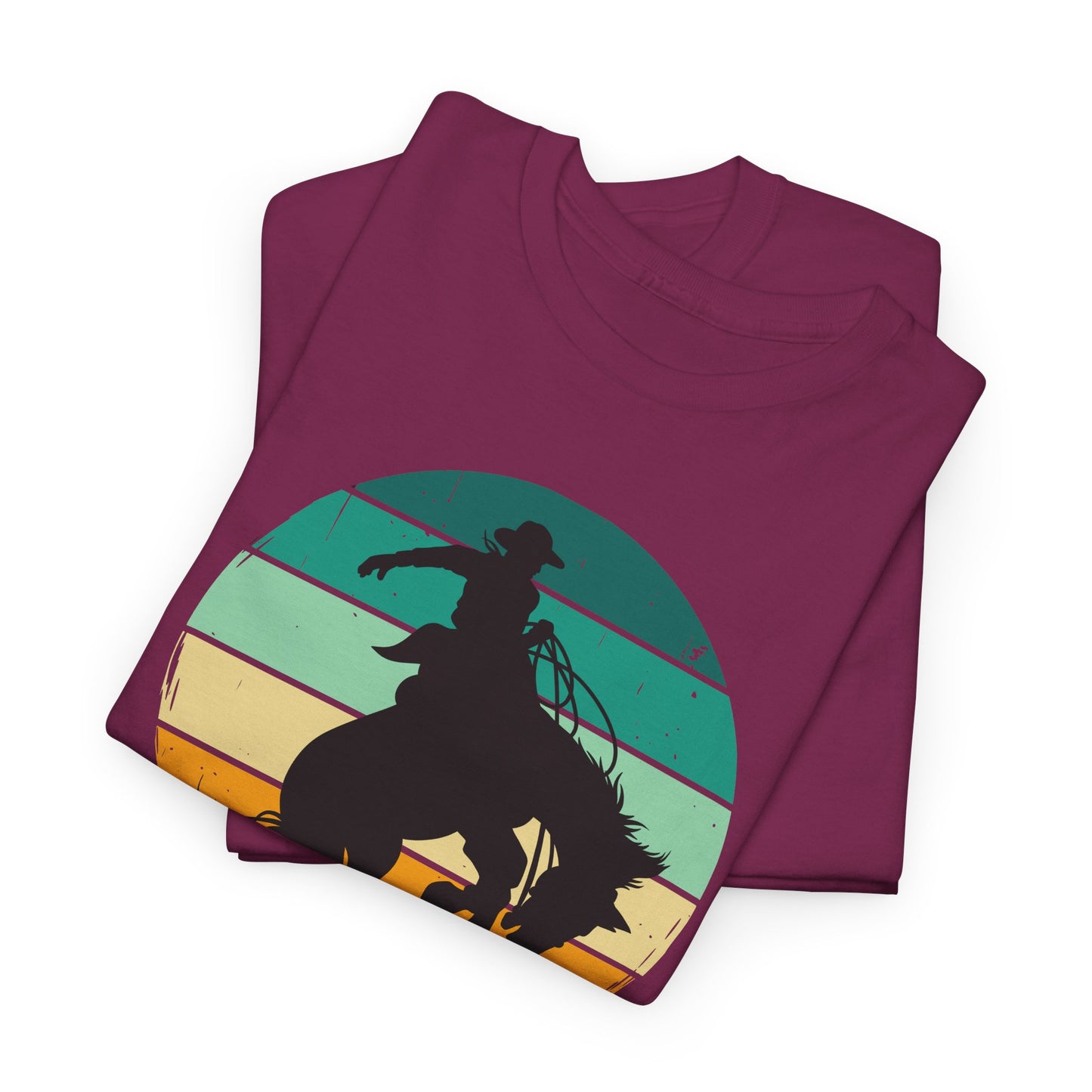 Ride It! Retro Cowboy Unisex Heavy Cotton Tee Rodeo, Honky Tonk, Concert, County Fair -Great Layering Tee. 8 Great Colors to Choose From