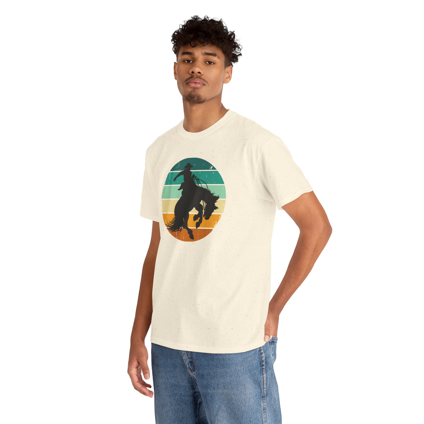 Ride It! Retro Cowboy Unisex Heavy Cotton Tee Rodeo, Honky Tonk, Concert, County Fair -Great Layering Tee. 8 Great Colors to Choose From