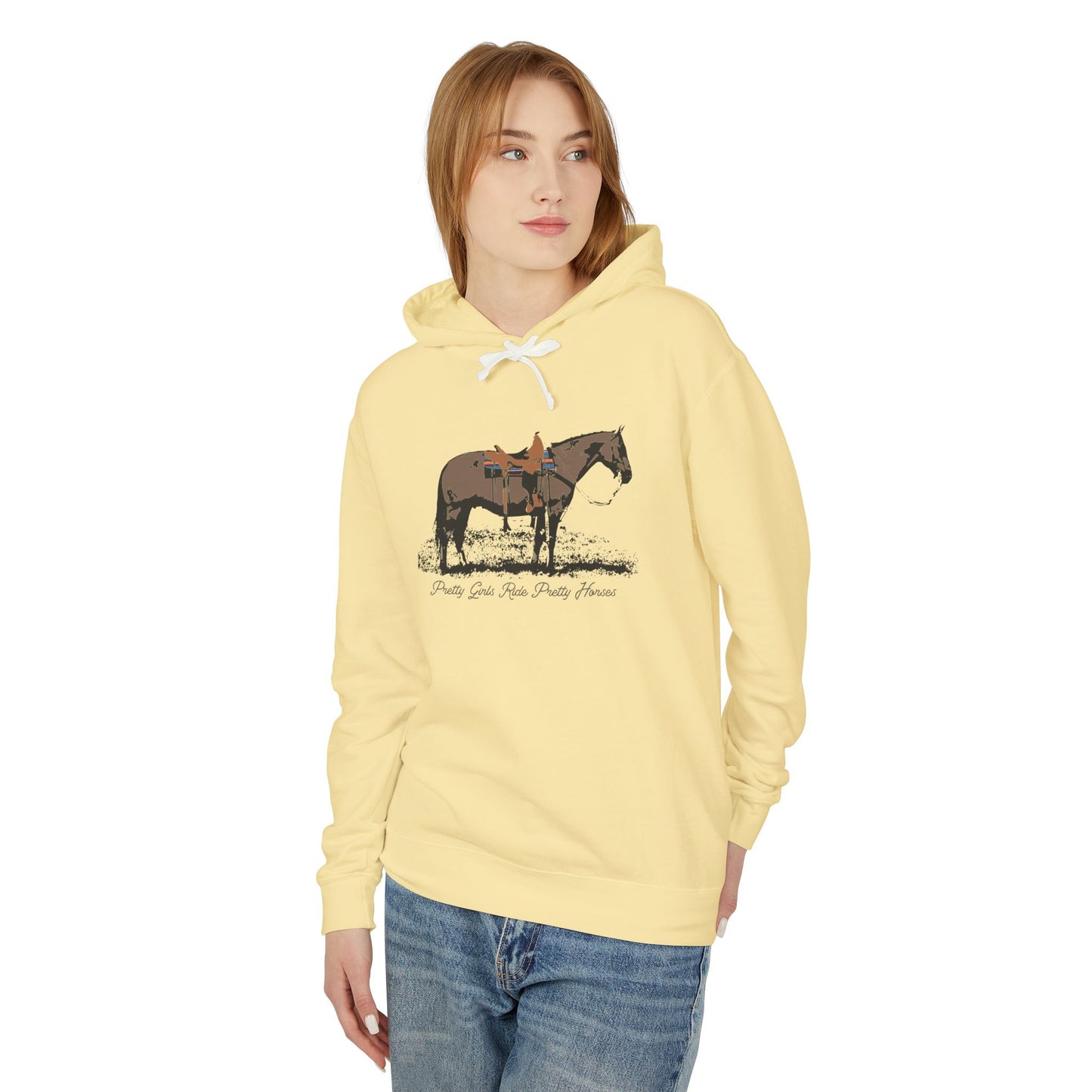 New Pretty Girls Ride Pretty Horses Lightweight Hooded Sweatshirt - Barrel Racer, Horse Lovers, Trail Rides. This will be your favorite- Multiple Colors Available