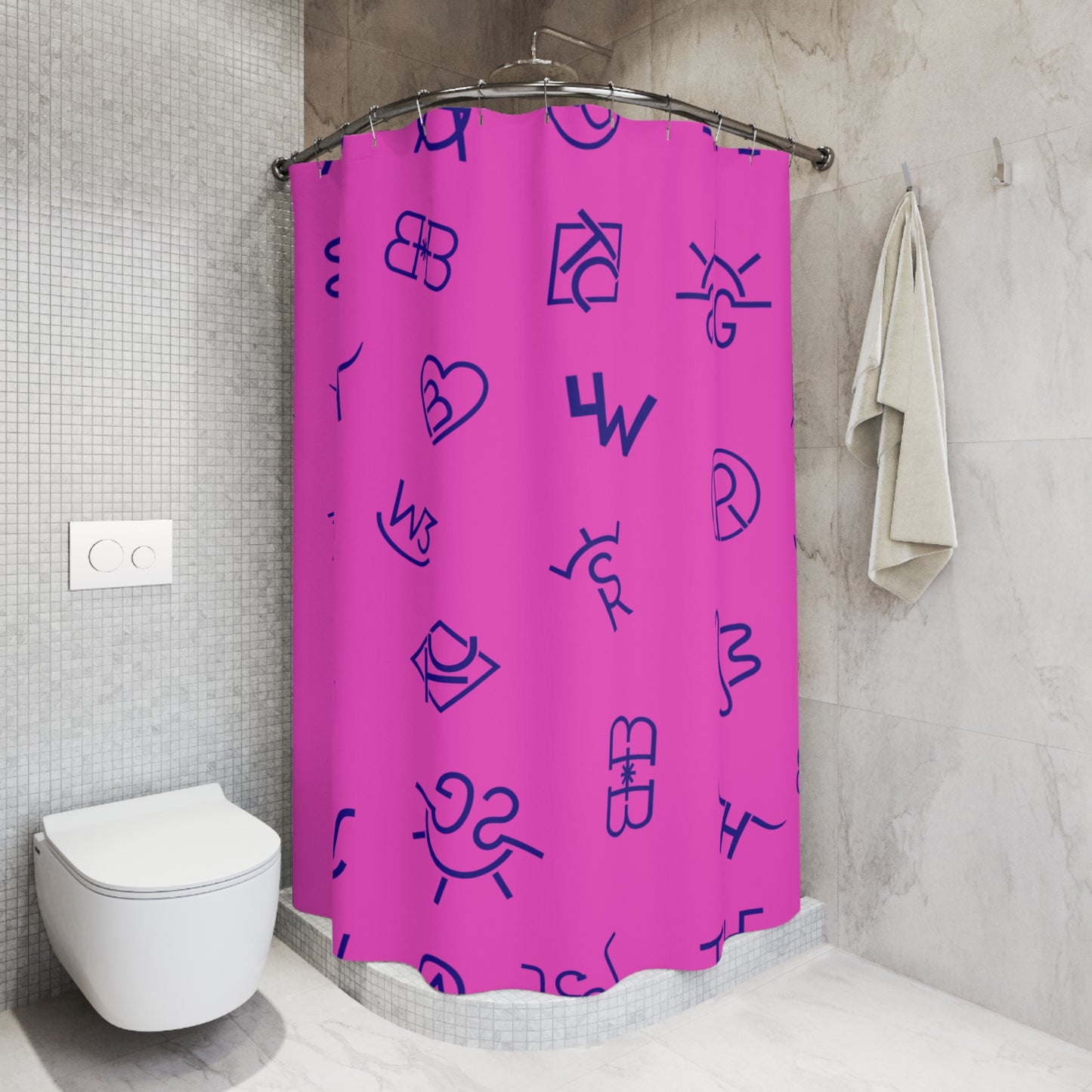 Cattle Brands Hot Pink and Blue Shower Curtain