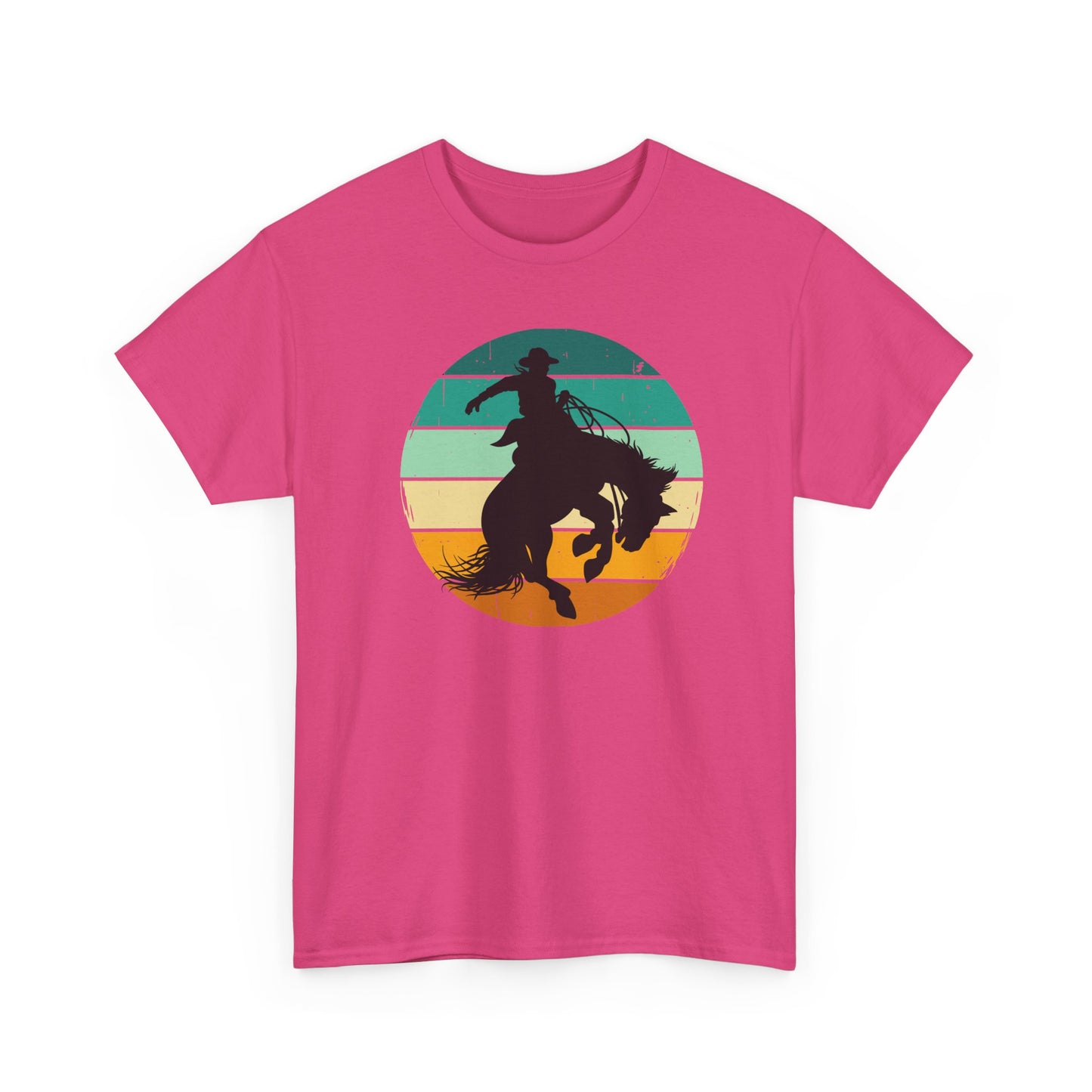 Ride It! Retro Cowboy Unisex Heavy Cotton Tee Rodeo, Honky Tonk, Concert, County Fair -Great Layering Tee. 8 Great Colors to Choose From