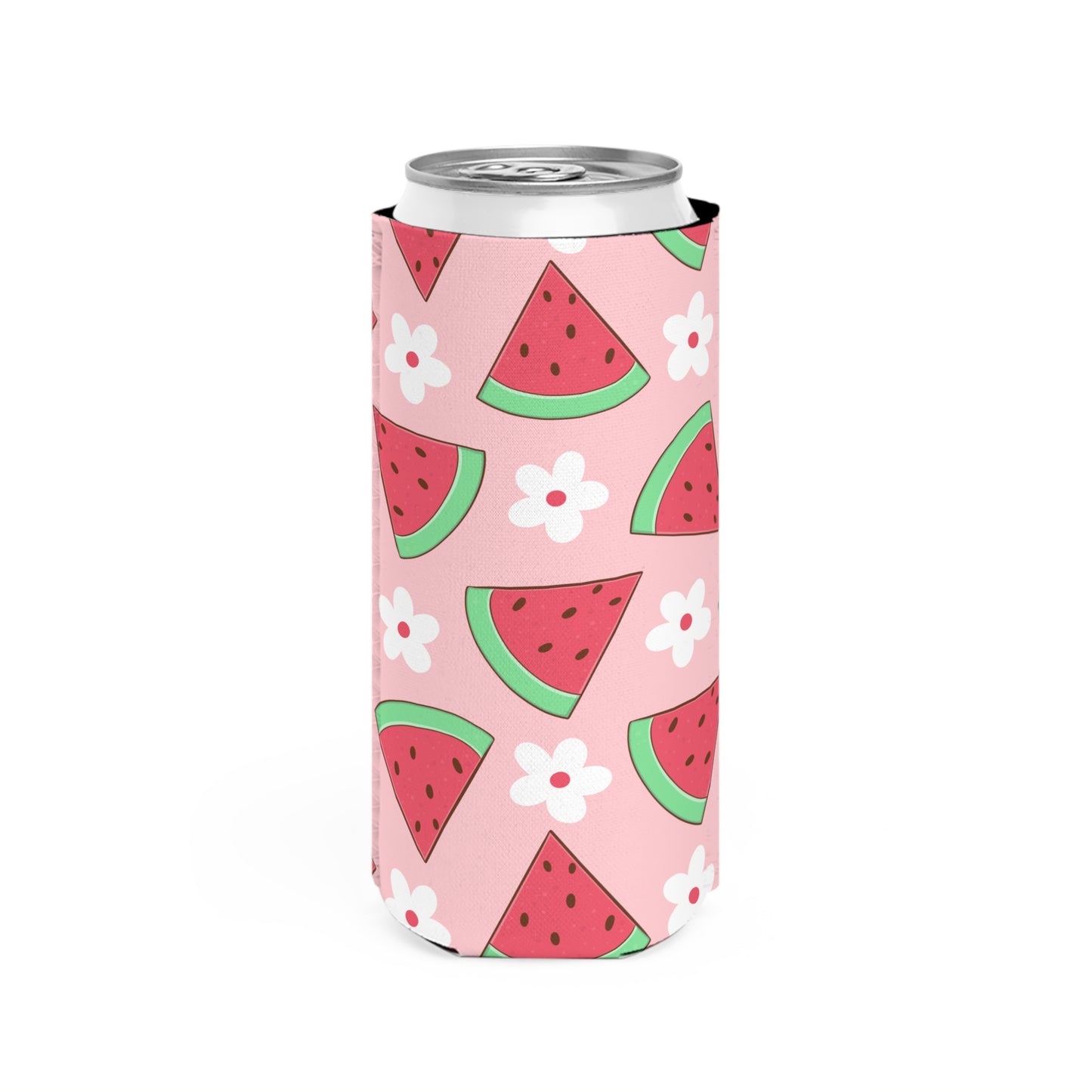 Summertime Colorful Watermelon Slim Can Cooler - Perfect for Lake Days - Keep Those Beverages Cold