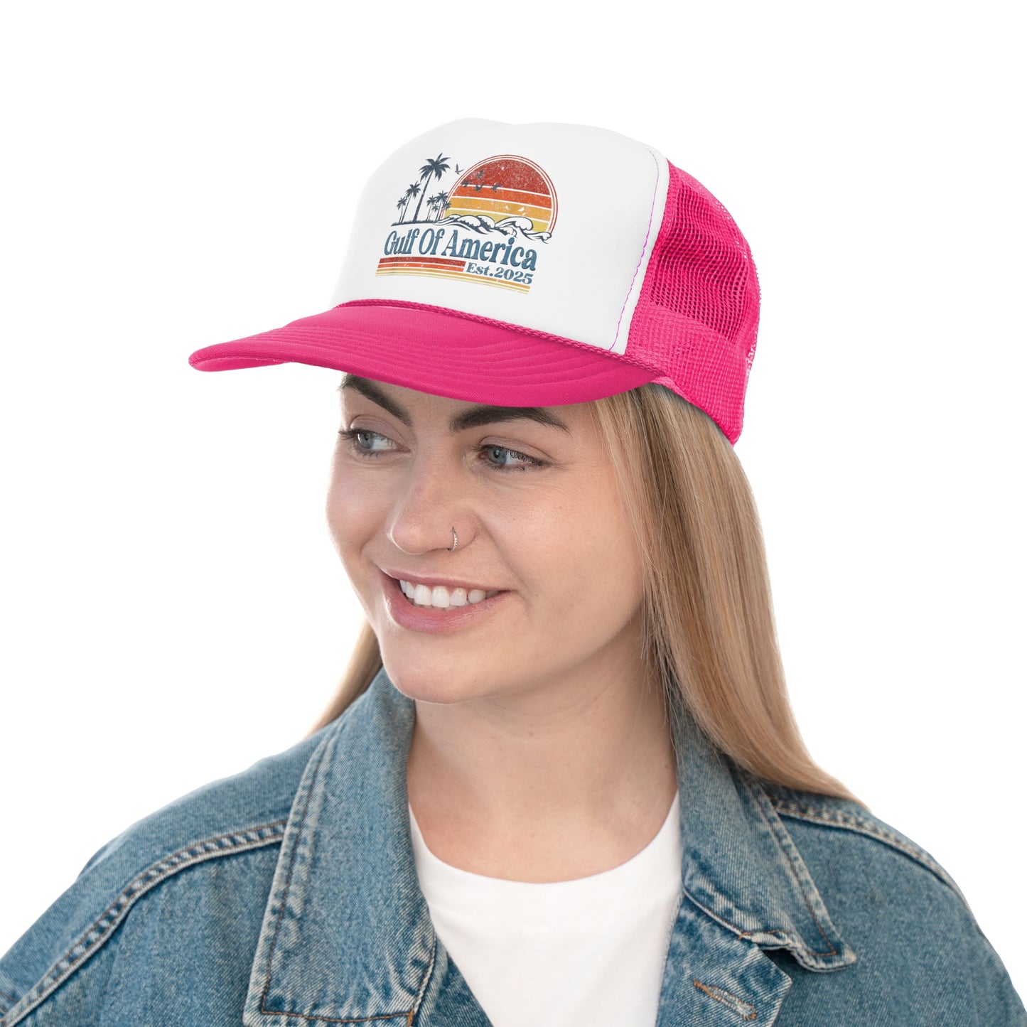Pink Vintage Beach Sunset Trucker Cap - Mothers Day Gift