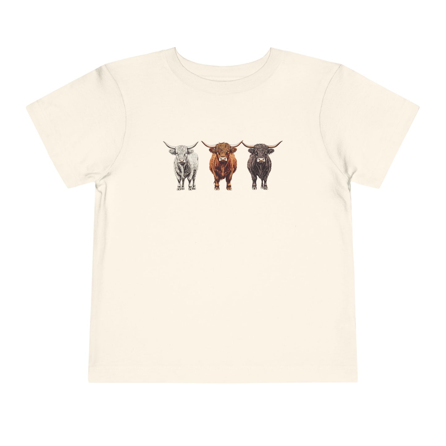 Cute Highland Cattle Toddler Short Sleeve Tee - Adorable Animal T-Shirt for Kids Unisex Farming County Fair Summer Top