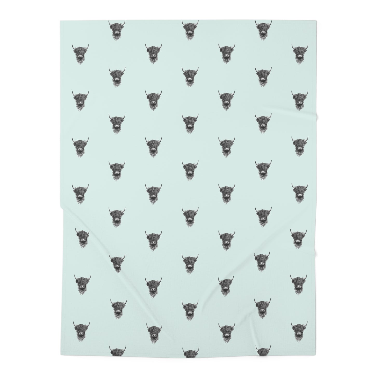 Modern Baby Swaddle Blanket Mint Highland Cattle Design, Soft Infant Wrap, Neutral Nursery Decor, Newborn Gift, Baby Shower Present