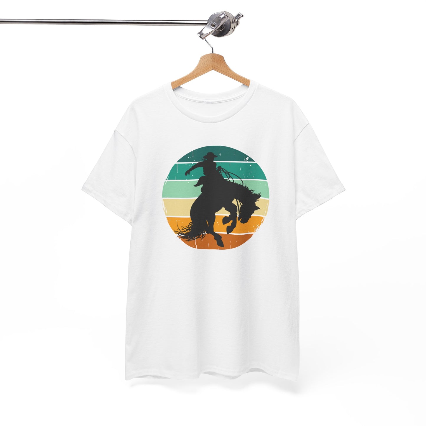Ride It! Retro Cowboy Unisex Heavy Cotton Tee Rodeo, Honky Tonk, Concert, County Fair -Great Layering Tee. 8 Great Colors to Choose From