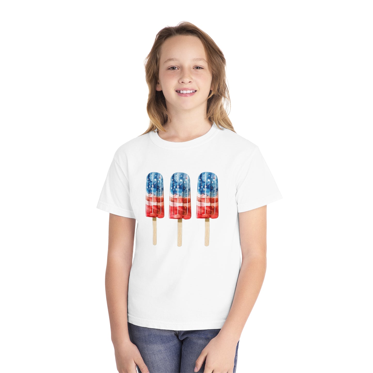 Patriotic Youth Tee with Popsicles, Kids Summer T-Shirt, Independence Day Gift, 4th of July Apparel, Fun Outdoor Wear