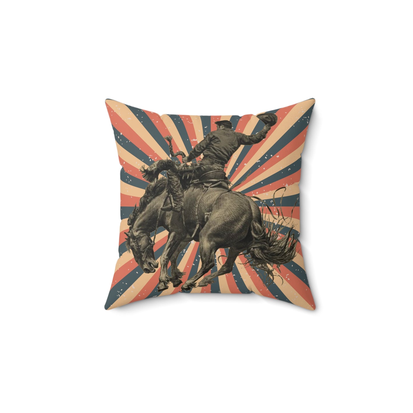 Bronc Buster Cowboy Decorative Spun Polyester Square Pillow