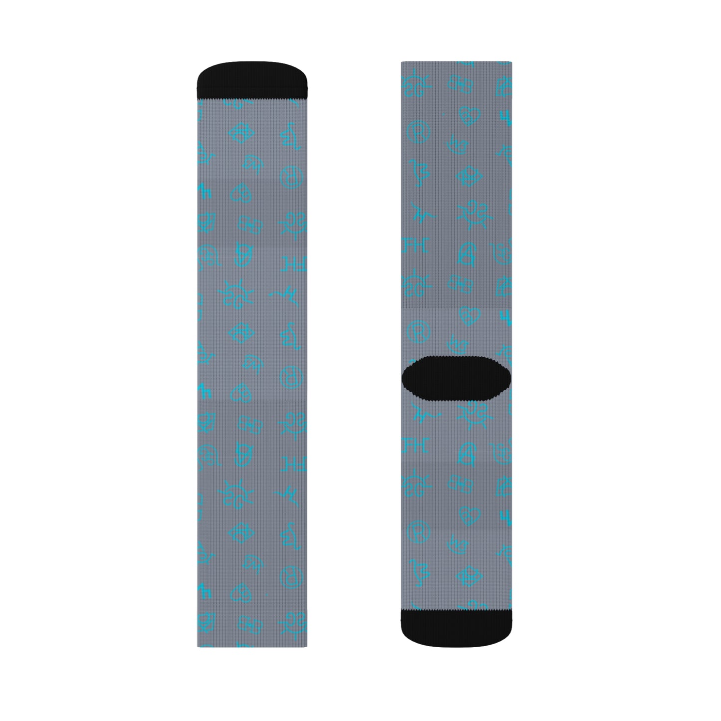 Cattle Brand Teal Gray Sublimation Socks