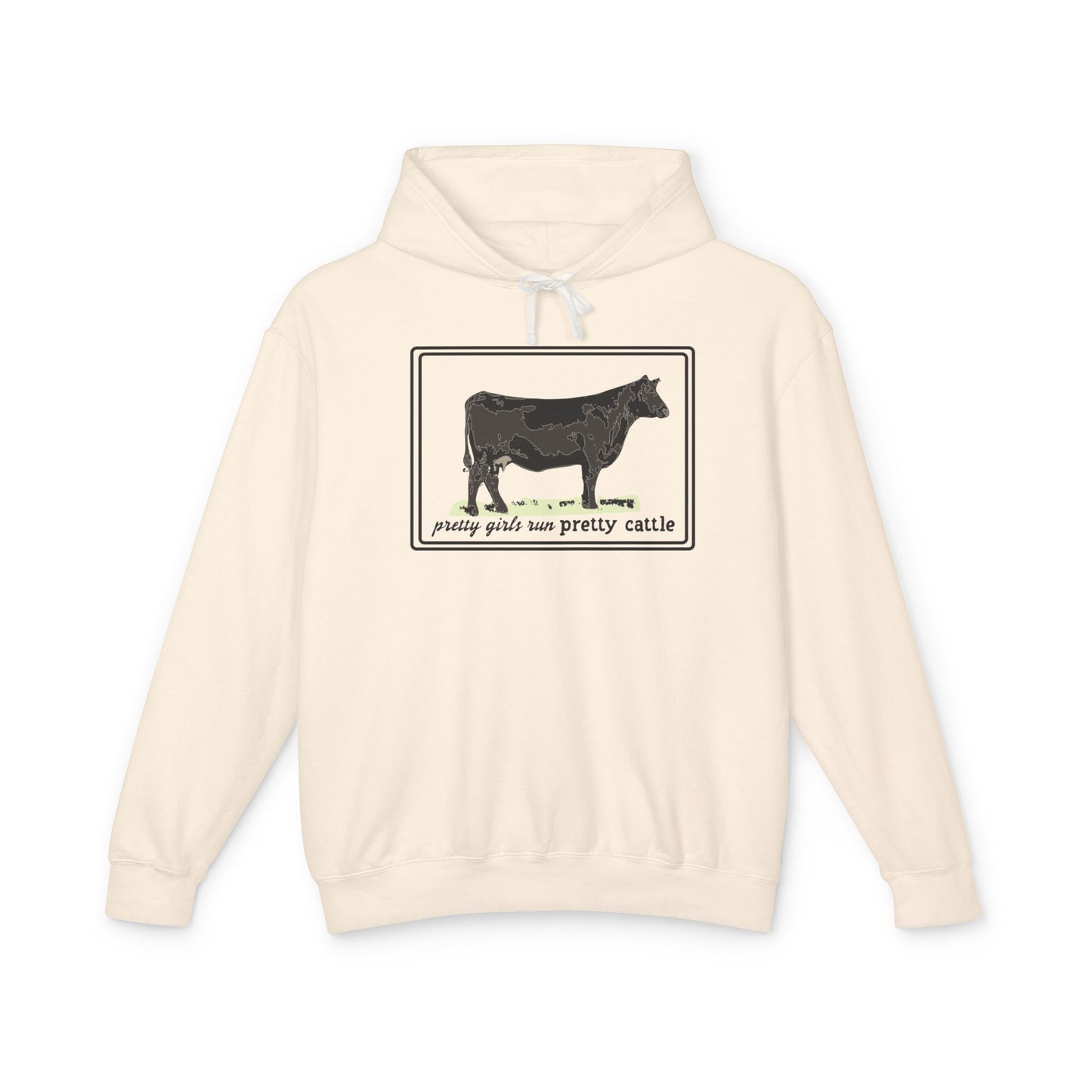 New Pretty Girls Run Pretty Cattle Comfort Colors Lightweight Hooded Sweatshirt - Multiple Colors Available