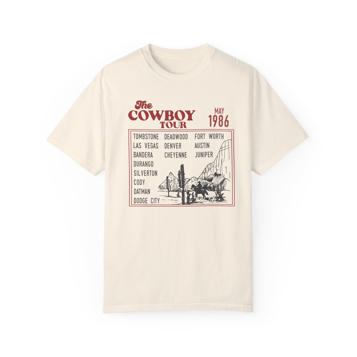 Vintage Cowboy Tour Unisex T-shirt - 1986 Cattle Drive Nostalgic