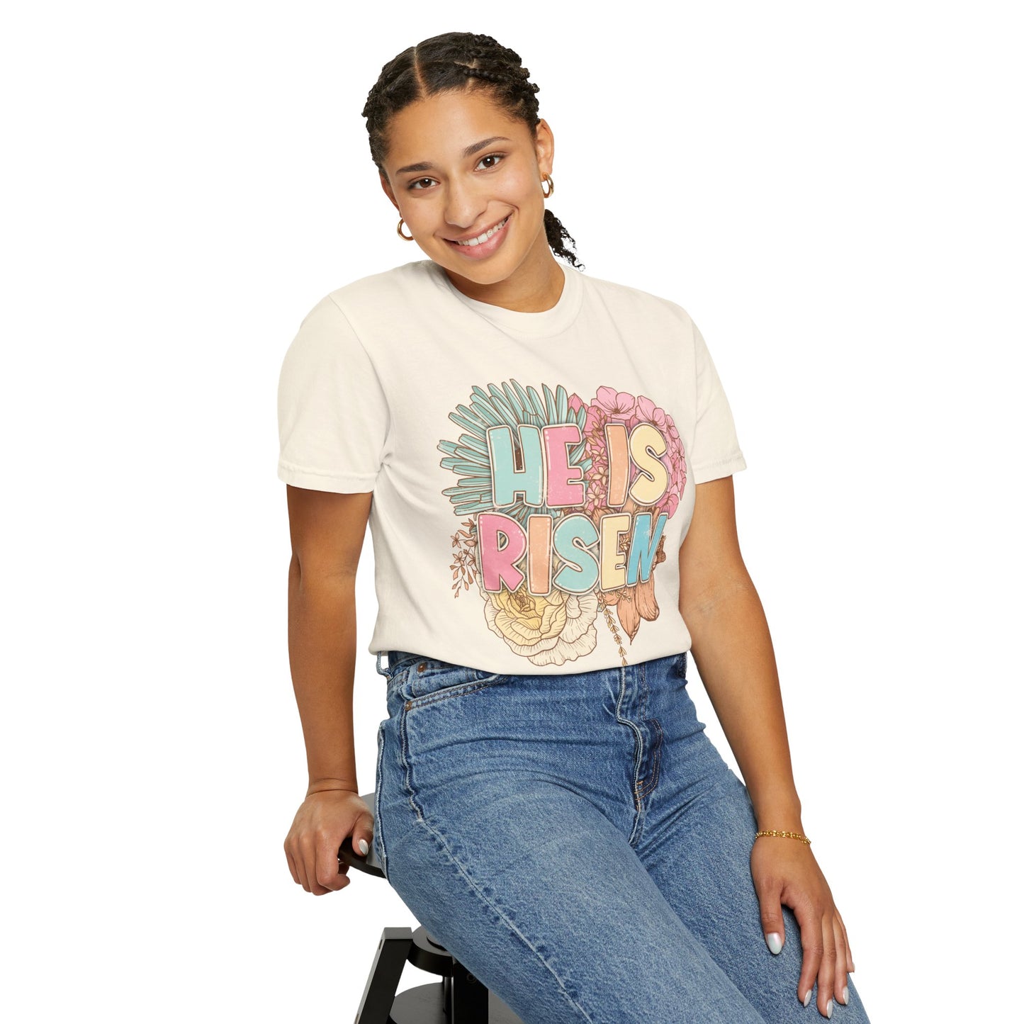 Beautiful Floral "Jesus Has Risen" Easter T-shirt