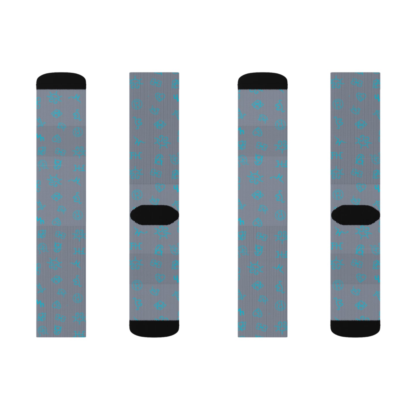 Cattle Brand Teal Gray Sublimation Socks