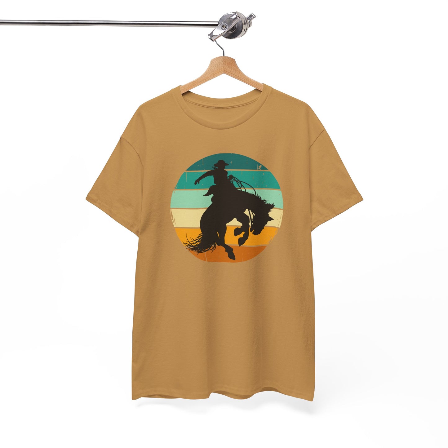 Ride It! Retro Cowboy Unisex Heavy Cotton Tee Rodeo, Honky Tonk, Concert, County Fair -Great Layering Tee. 8 Great Colors to Choose From