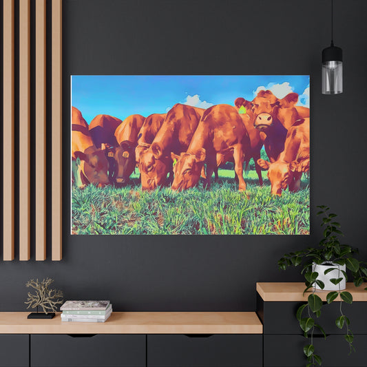 Original Colorful Cow Canvas Wall Art, Farmhouse Decor, Farm Artwork, Rustic Home Accent, Cow Theme, Nature Print, Wall Decor, Living Room Art