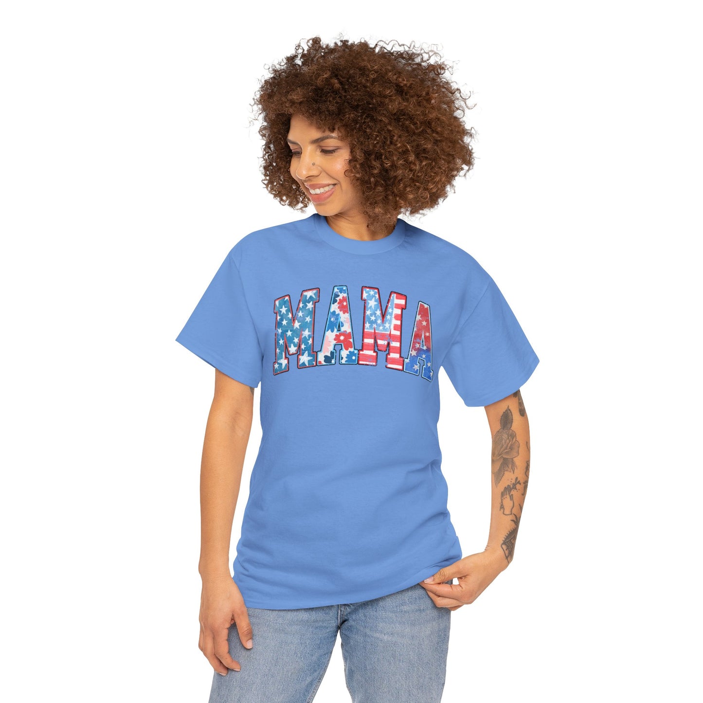 New Patriotic Mama Tee, 4th of July Cotton Shirt,  4th of July, Independence Day Outfit, Casual Summer Wear, Family Reunion