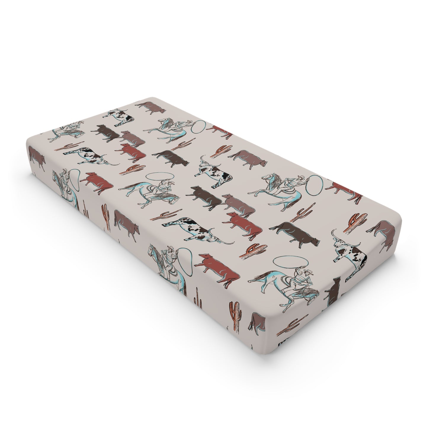 Cattle Drive Cowboy Rodeo Baby Changing Pad Cover, Nursery Decor, Baby Shower Gift, Western Theme Nursery, Gender Neutral Baby Bedding, Longhorn
