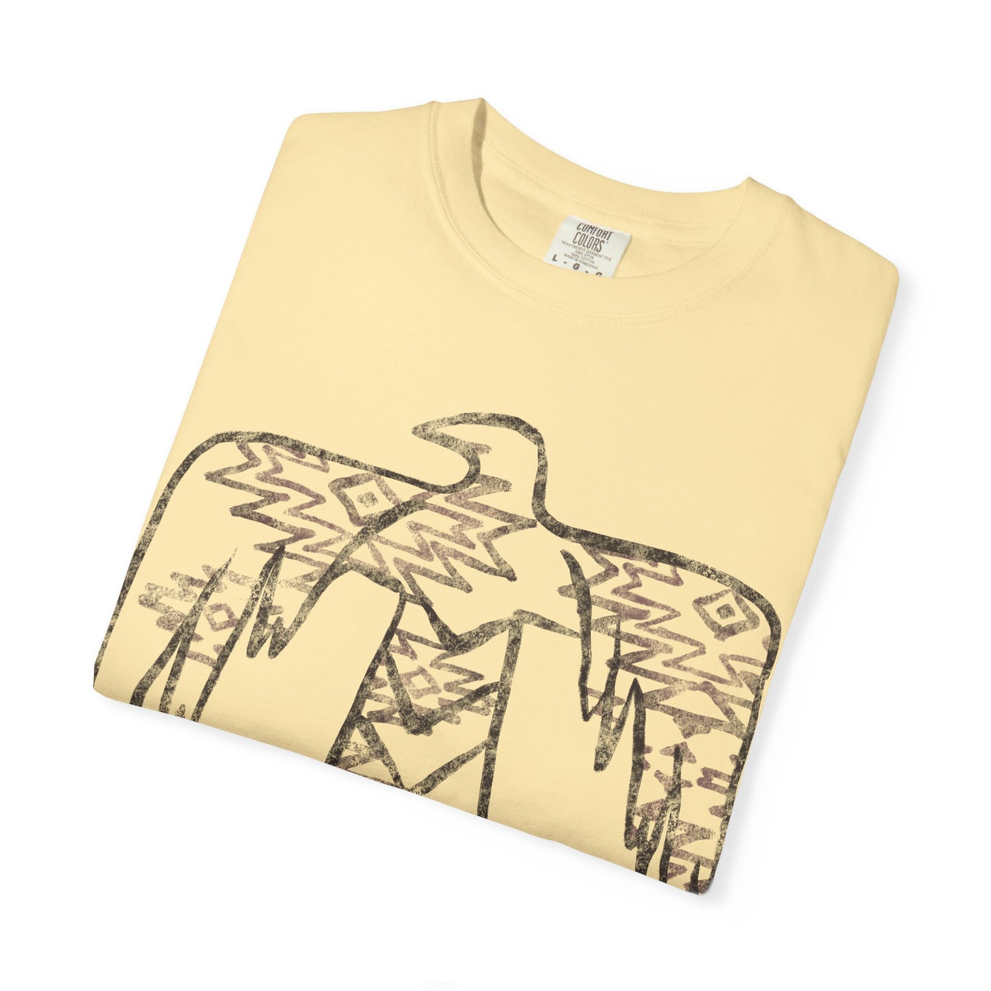 American Indian Thunderbird Grunge Unisex Garment-Dyed T-Shirt with Artistic Design, Casual Wear, Boho Style,  Graphic Tee, Eco-Friendly Fashion, Unique Gift For Her