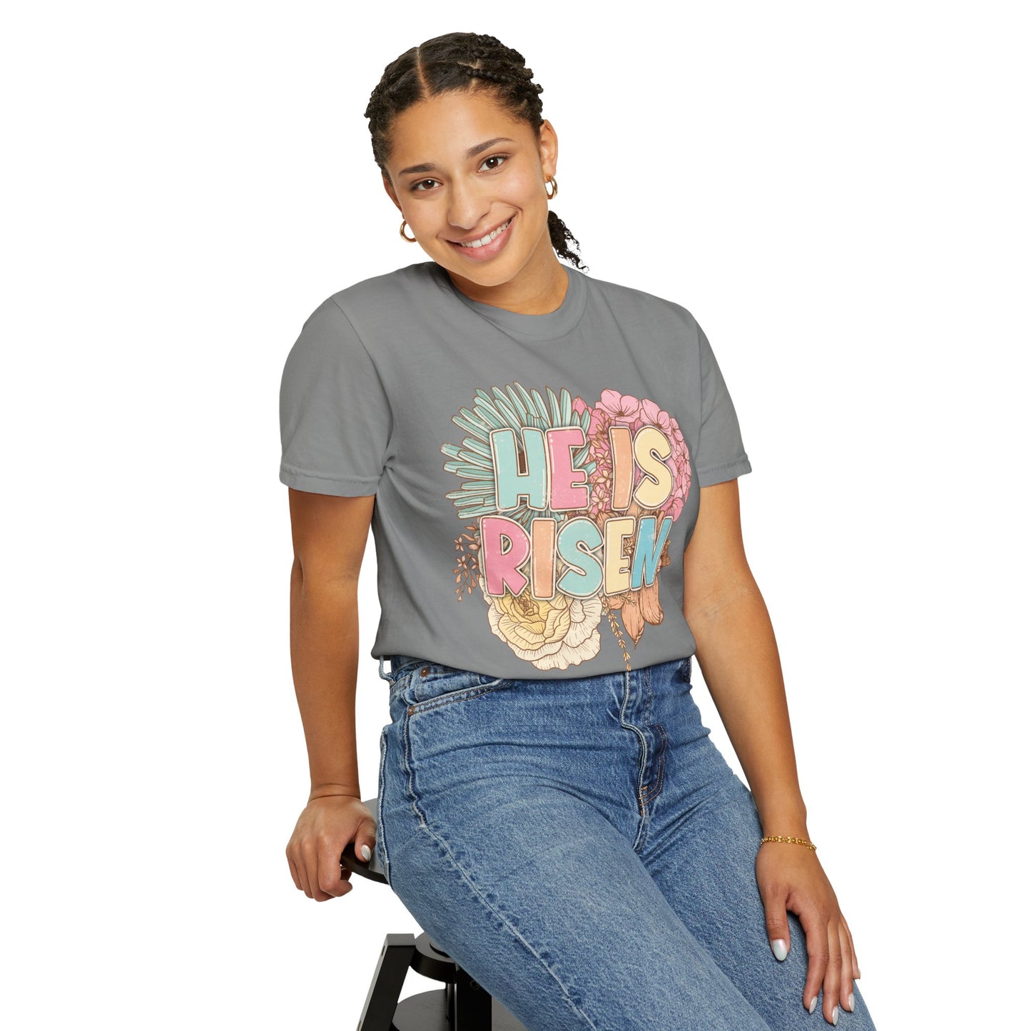 Beautiful Floral "Jesus Has Risen" Easter T-shirt