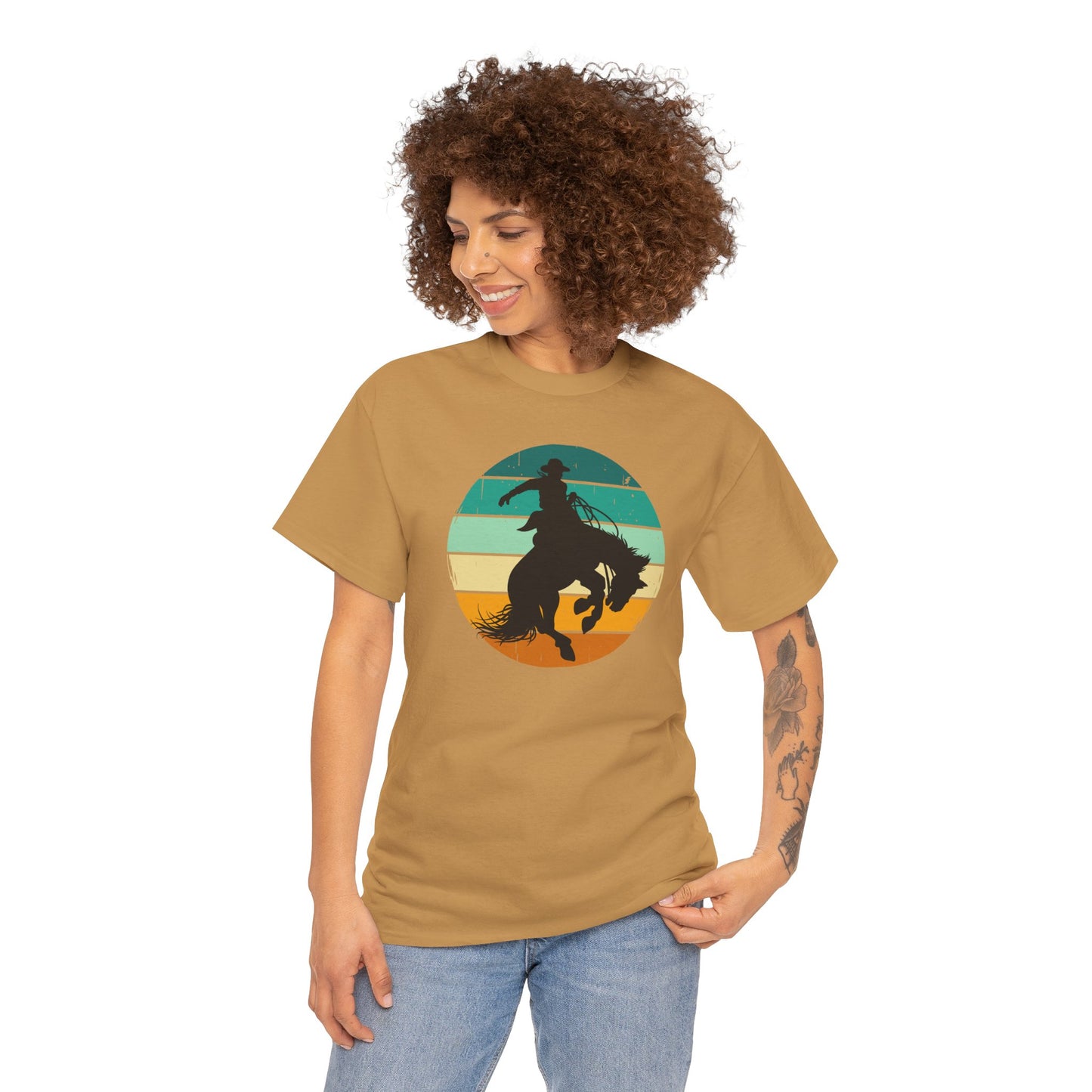Ride It! Retro Cowboy Unisex Heavy Cotton Tee Rodeo, Honky Tonk,  Concert, County Fair -Great Layering Tee.  8 Great Colors to Choose From