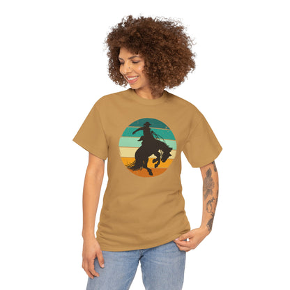 Ride It! Retro Cowboy Unisex Heavy Cotton Tee Rodeo, Honky Tonk,  Concert, County Fair -Great Layering Tee.  8 Great Colors to Choose From