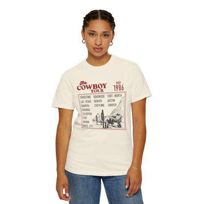 Vintage Cowboy Tour Unisex T-shirt - 1986 Cattle Drive Nostalgic