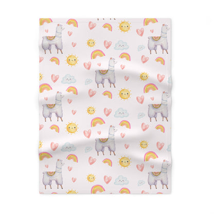 Enchanting Cozy Llama  Fleece Baby Blanket - Cute Llama Rainbows Dream Like Design Swaddle Blanket ~ Newborn Gift