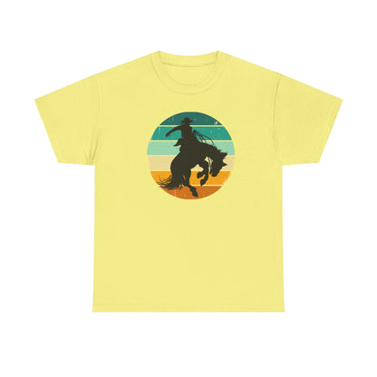 Ride It! Retro Cowboy Unisex Heavy Cotton Tee Rodeo, Honky Tonk,  Concert, County Fair -Great Layering Tee.  8 Great Colors to Choose From