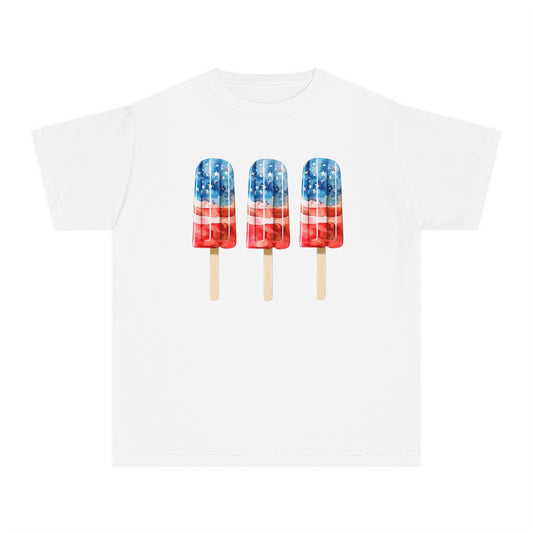 Patriotic Youth Tee with Popsicles, Kids Summer T-Shirt, Independence Day Gift, 4th of July Apparel, Fun Outdoor Wear