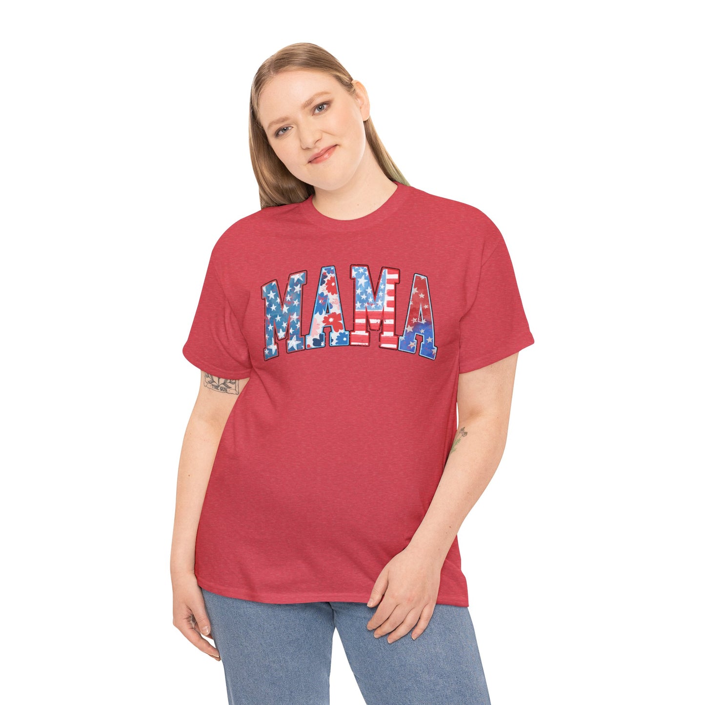 New Patriotic Mama Tee, 4th of July Cotton Shirt,  4th of July, Independence Day Outfit, Casual Summer Wear, Family Reunion