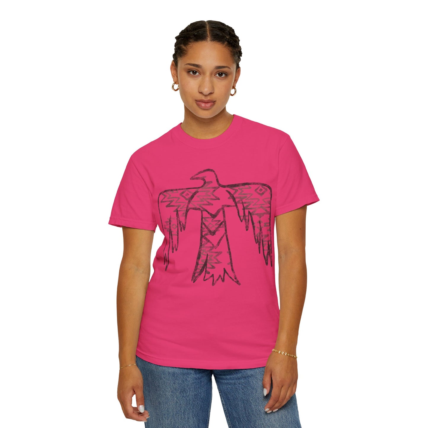 American Indian Thunderbird Grunge Unisex Garment-Dyed T-Shirt with Artistic Design, Casual Wear, Boho Style,  Graphic Tee, Eco-Friendly Fashion, Unique Gift For Her