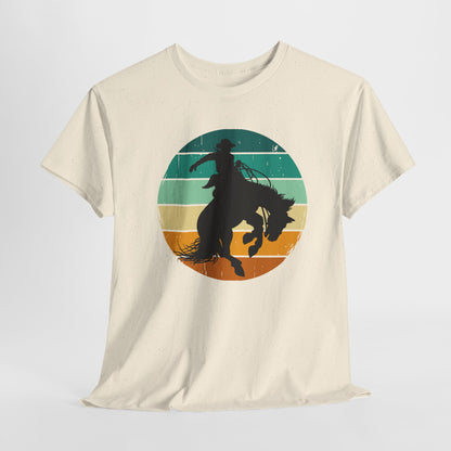 Ride It! Retro Cowboy Unisex Heavy Cotton Tee Rodeo, Honky Tonk,  Concert, County Fair -Great Layering Tee.  8 Great Colors to Choose From